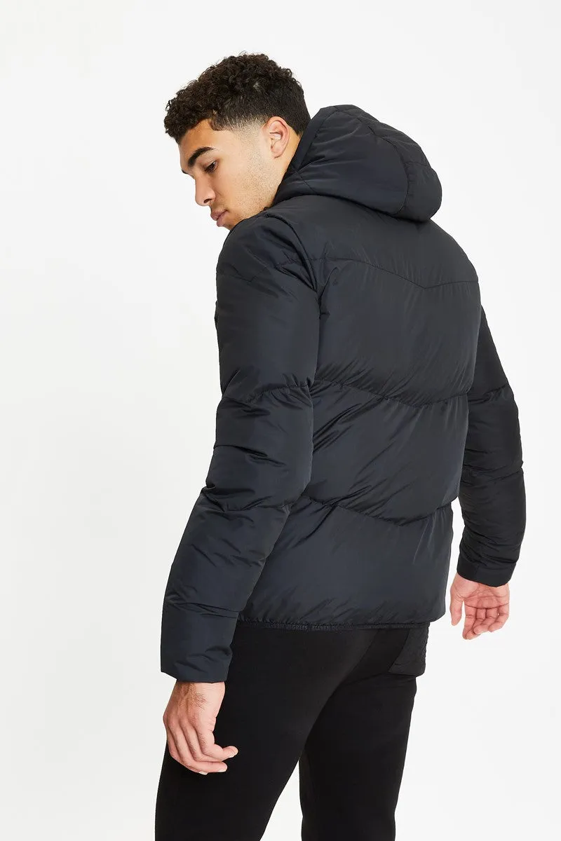Large Panel Puffer Jacket - Black