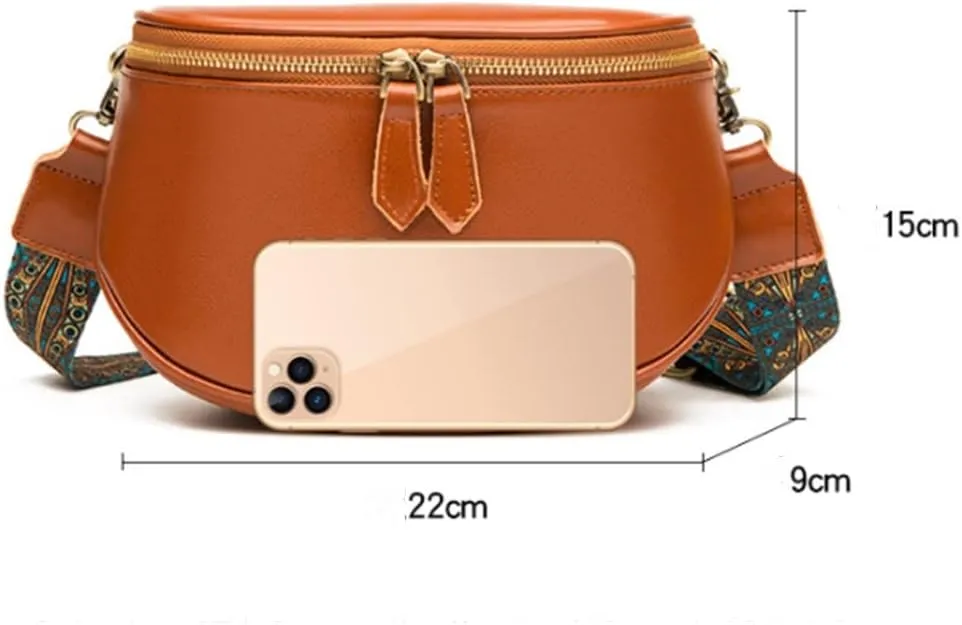 Leather Bag Women's Bag Fashion Retro Layer Vegetable Tanned Leather Shoulder Messenger Bag Saddle Bag