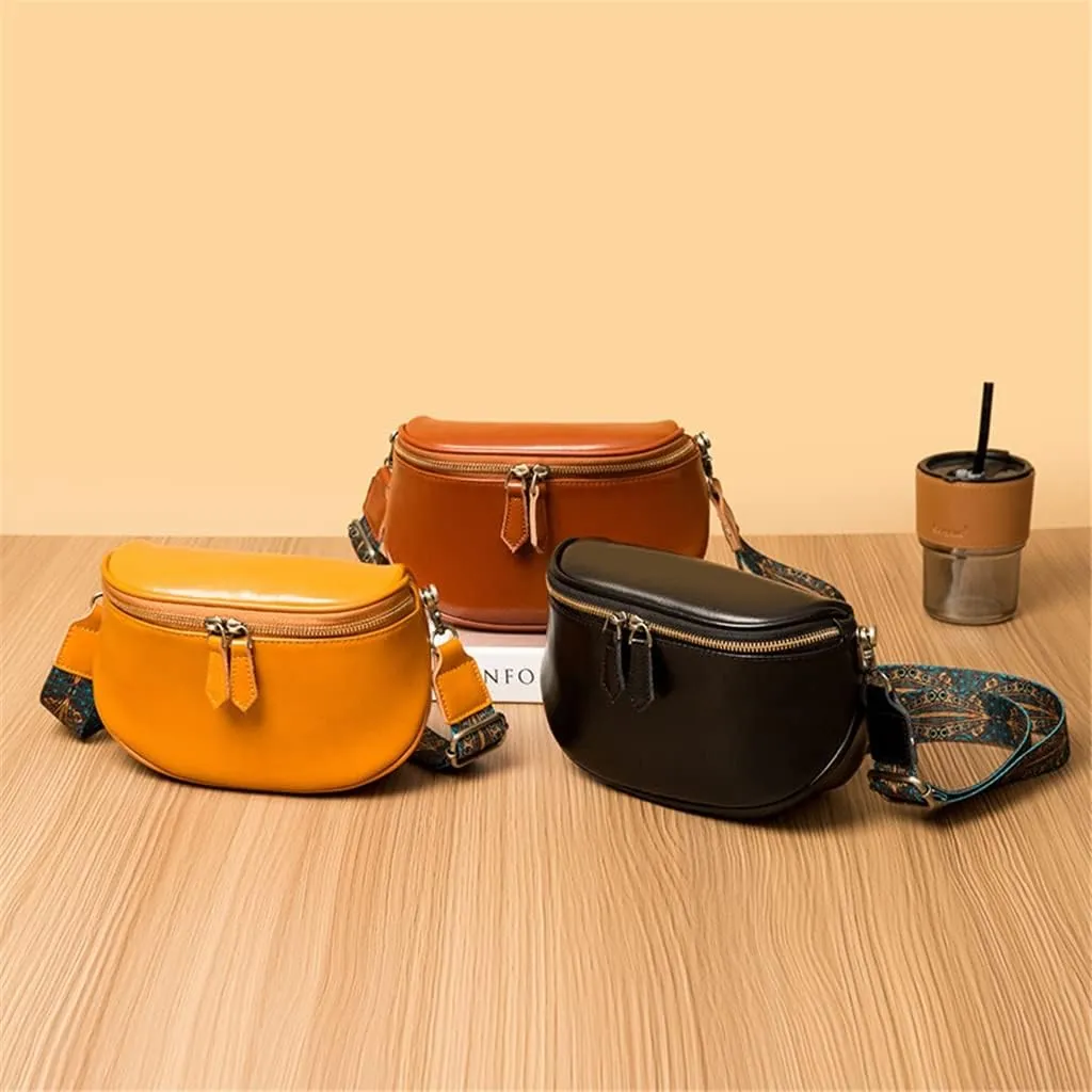 Leather Bag Women's Bag Fashion Retro Layer Vegetable Tanned Leather Shoulder Messenger Bag Saddle Bag