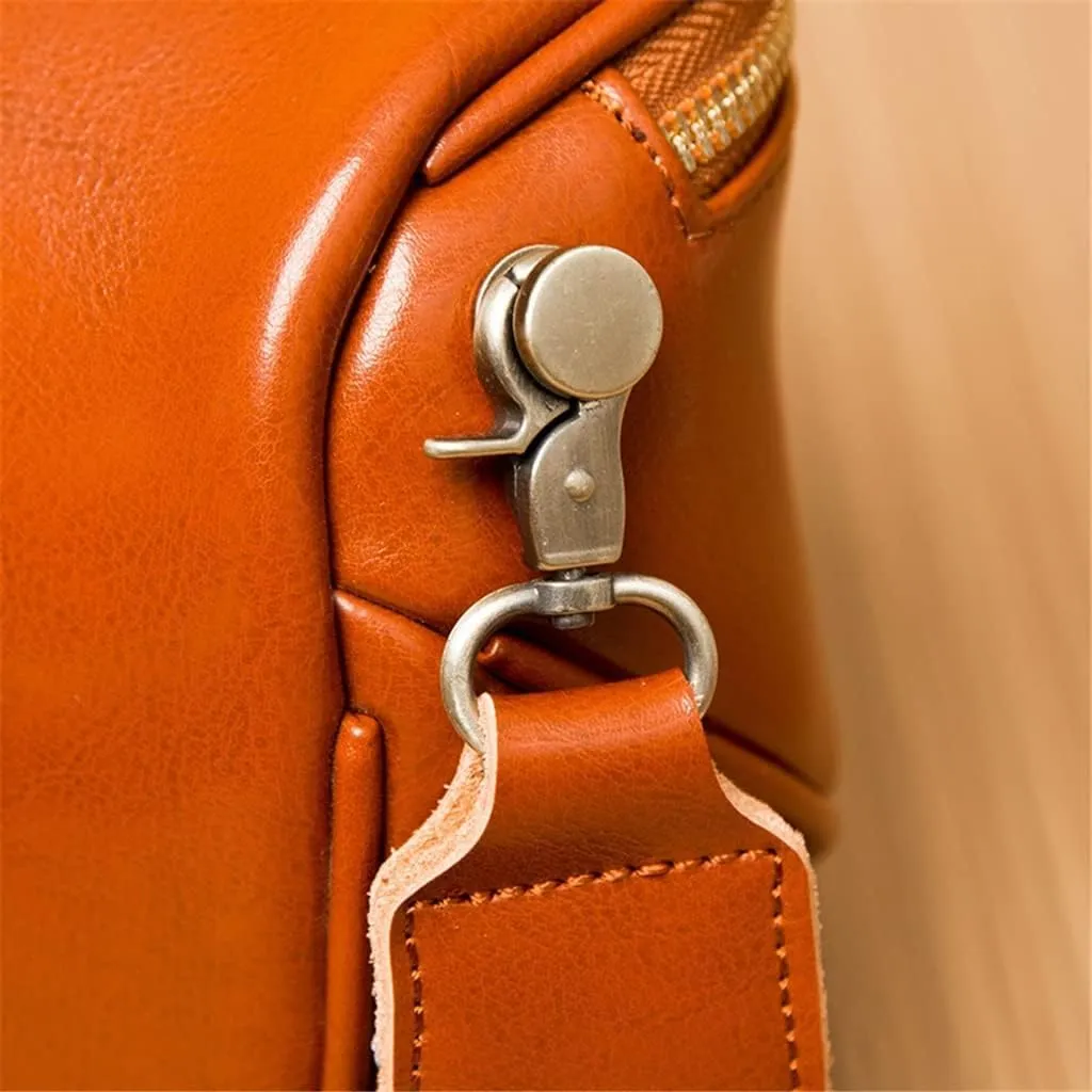 Leather Bag Women's Bag Fashion Retro Layer Vegetable Tanned Leather Shoulder Messenger Bag Saddle Bag
