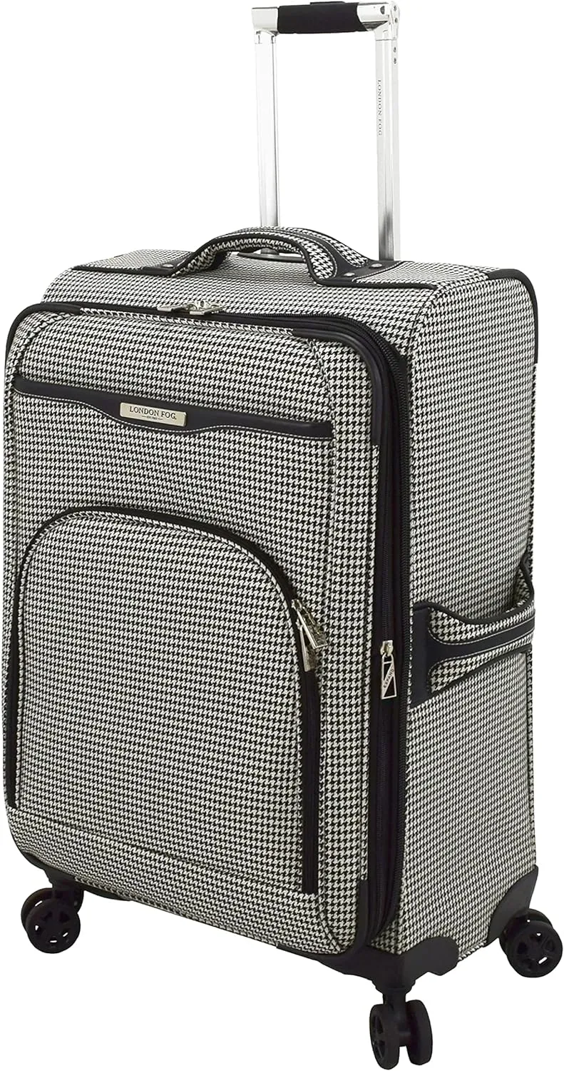 London Fog Oxford III 2 Piece Set (Cabin Bag and 25" Spinner), Black White