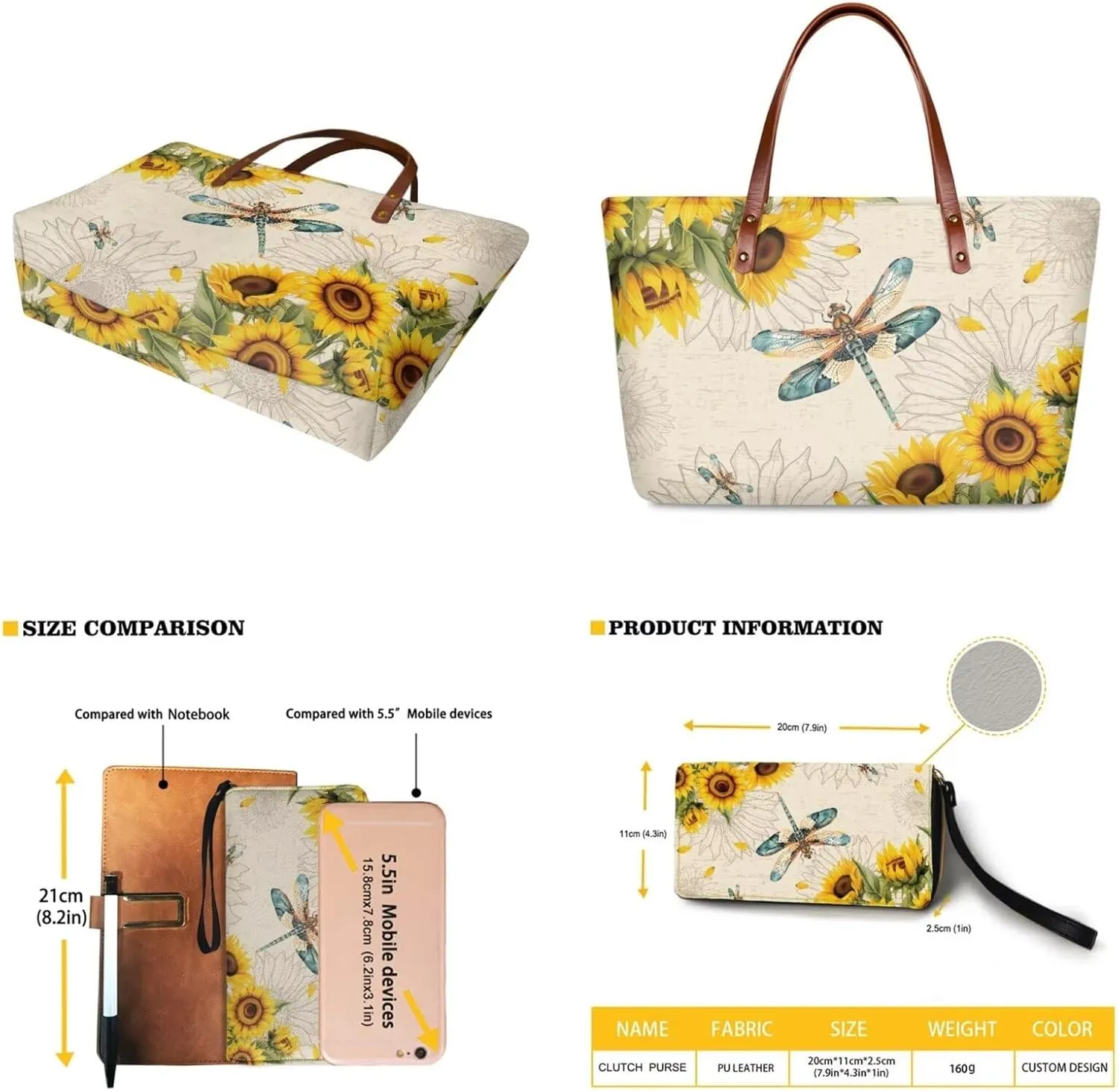 Lotusorchid Purse and Wallet Set, Large Tote and Wallet Set for Women, Lightweight Purses Set