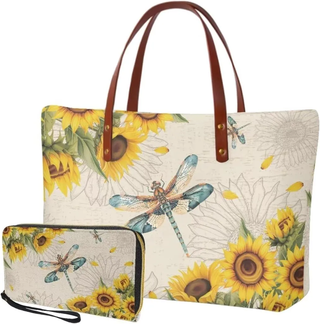 Lotusorchid Purse and Wallet Set, Large Tote and Wallet Set for Women, Lightweight Purses Set