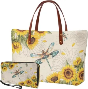 Lotusorchid Purse and Wallet Set, Large Tote and Wallet Set for Women, Lightweight Purses Set