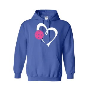 Love Pickleball Heart (Pink) | Unisex Hoodie Pickleball Sweatshirt | 50% Cotton 50% Polyester