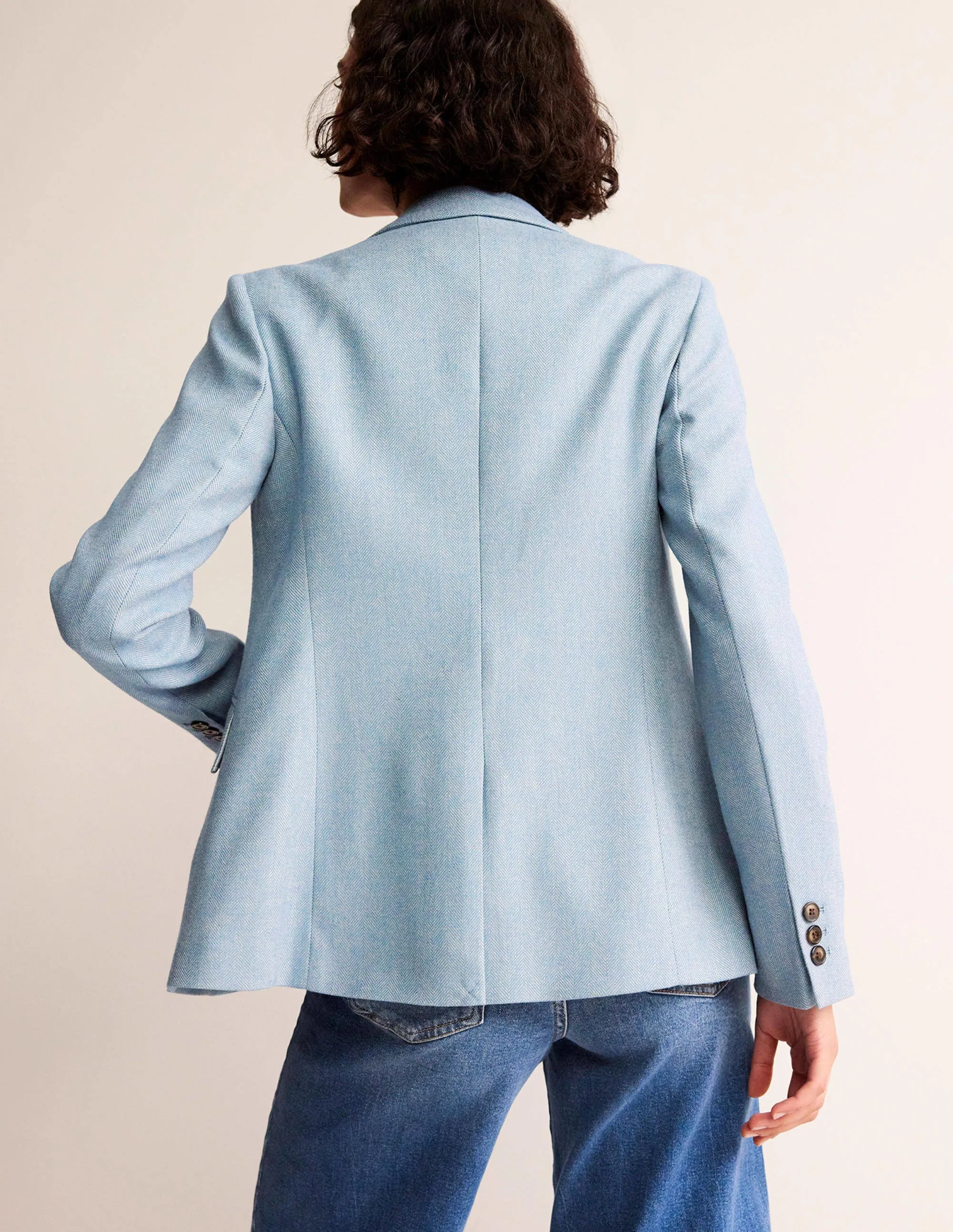 Marylebone Wool-Blend Blazer-Blue Herringbone