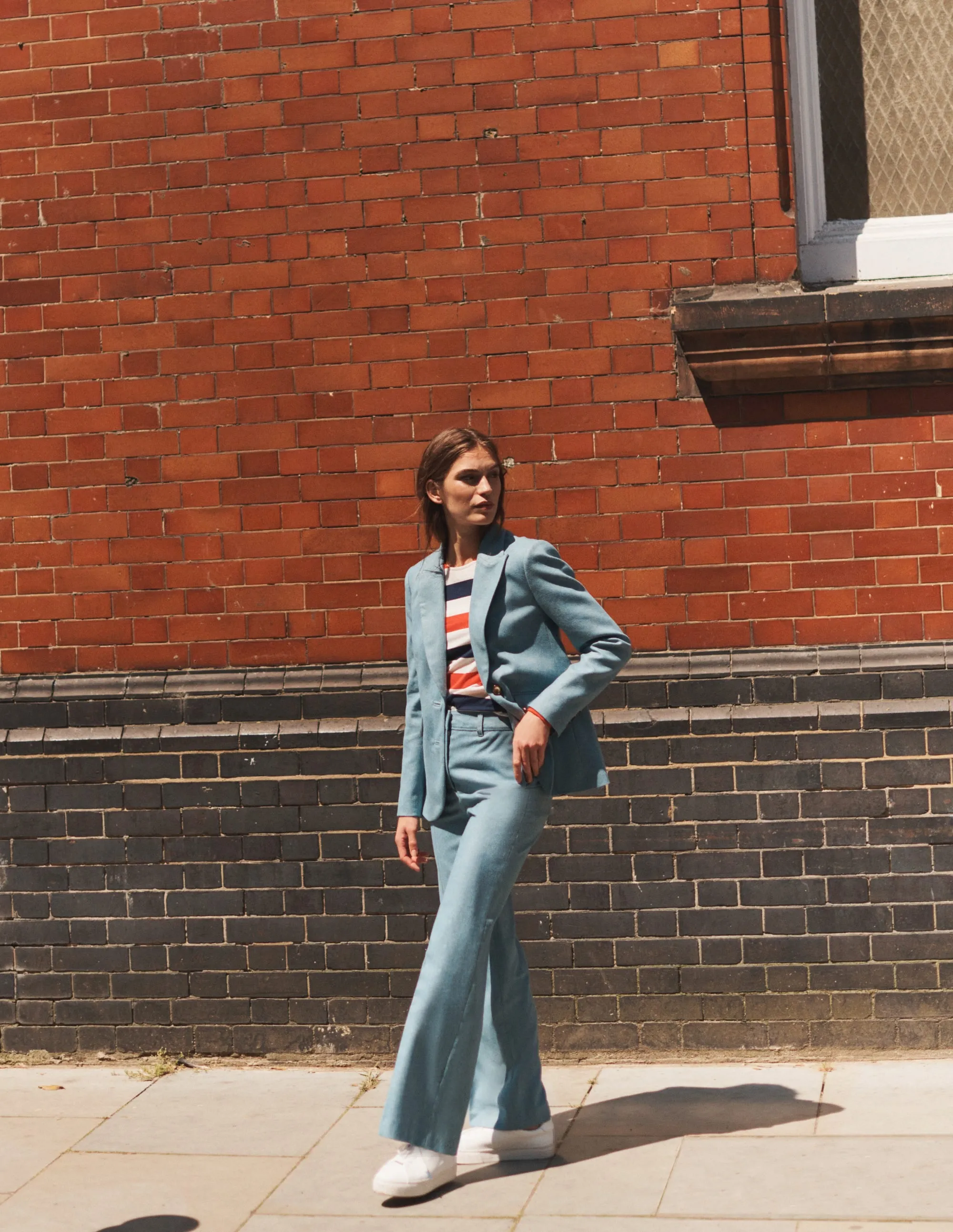 Marylebone Wool-Blend Blazer-Blue Herringbone