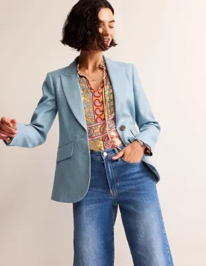 Marylebone Wool-Blend Blazer-Blue Herringbone