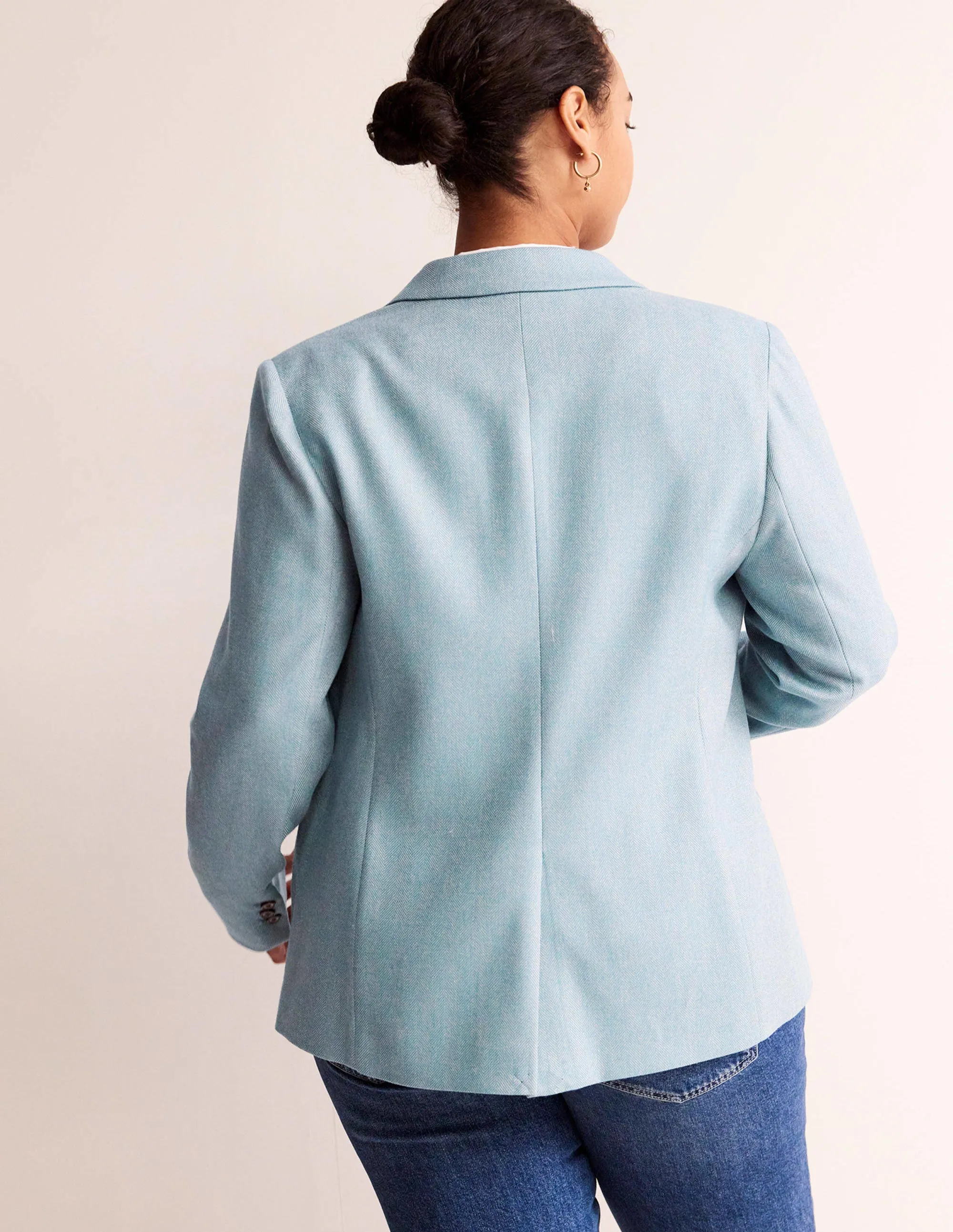 Marylebone Wool-Blend Blazer-Blue Herringbone