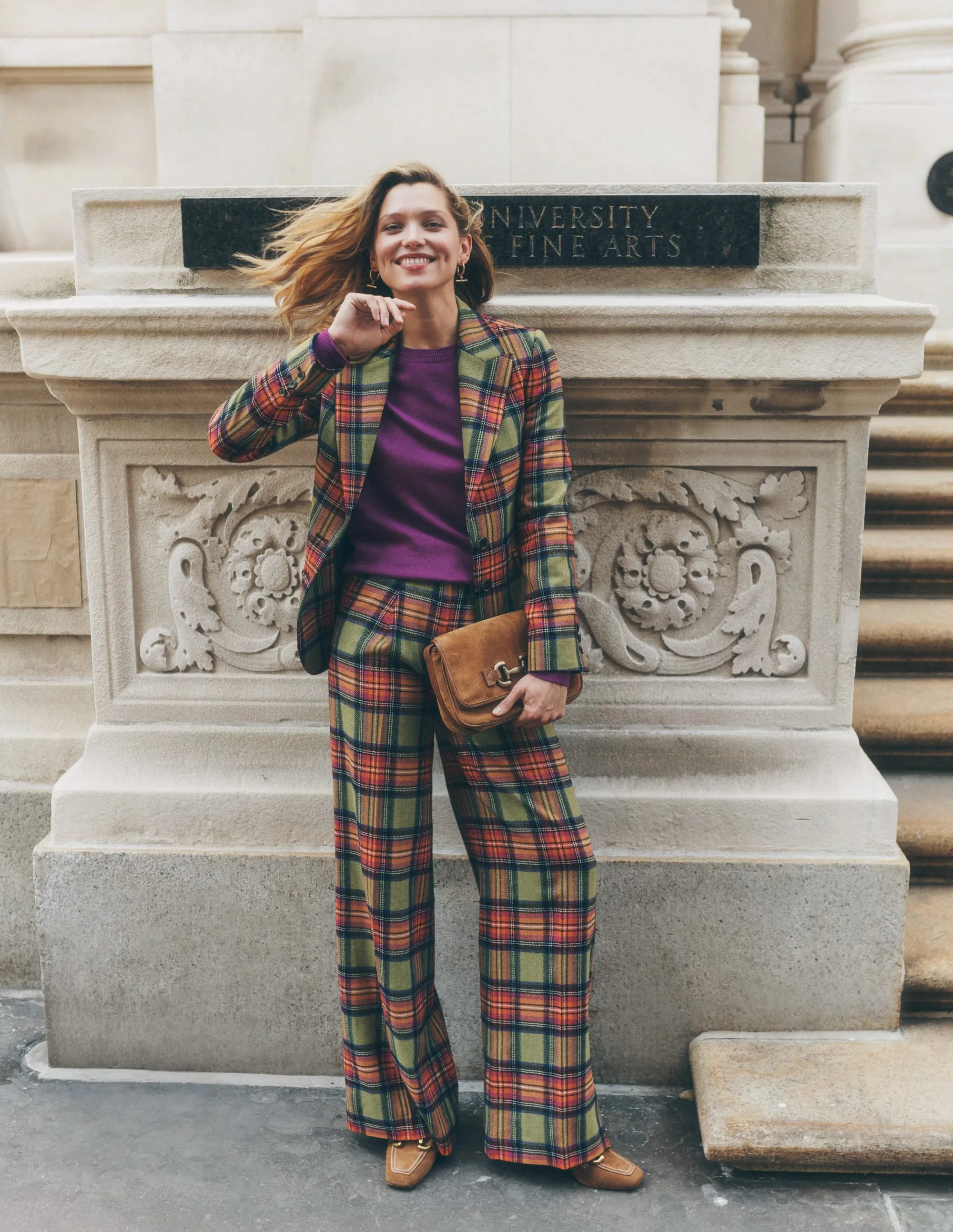 Marylebone Wool-Blend Blazer-Green and Purple Check
