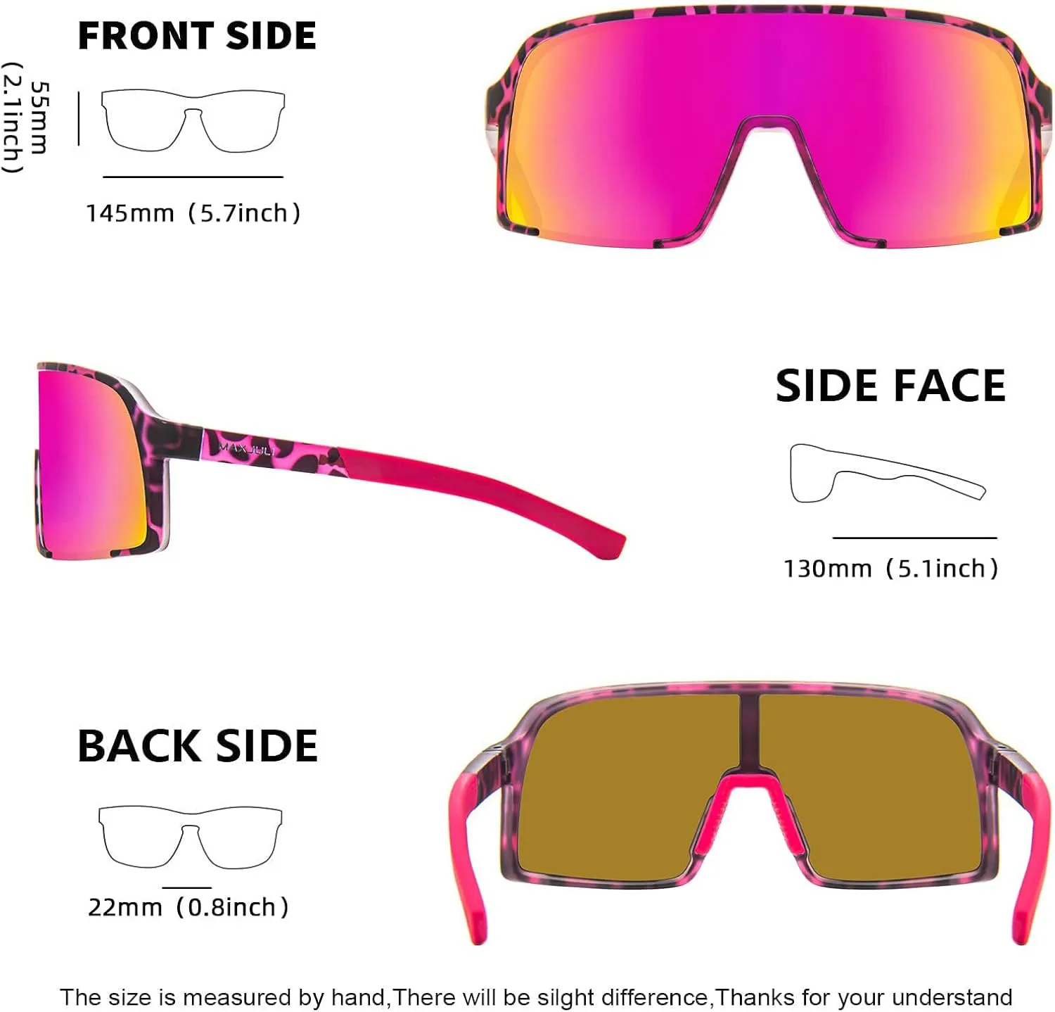 MAXJULI Polarized Sunglasses for Men Women, Windproof Outdoor Sports Cycling Running UV400 Protection Sun Glasses 8121