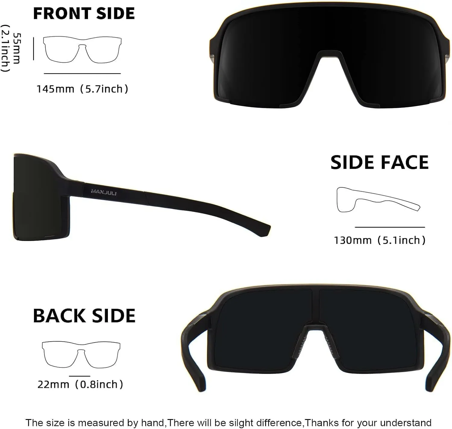MAXJULI Polarized Sunglasses for Men Women, Windproof Outdoor Sports Cycling Running UV400 Protection Sun Glasses 8121