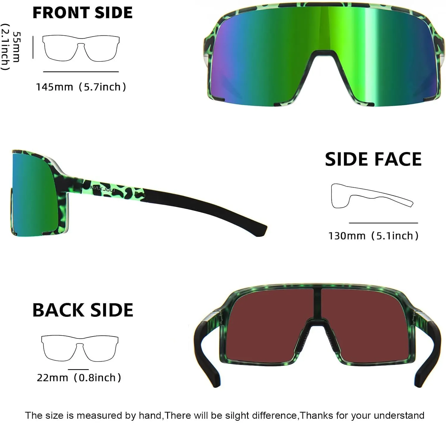 MAXJULI Polarized Sunglasses for Men Women, Windproof Outdoor Sports Cycling Running UV400 Protection Sun Glasses 8121