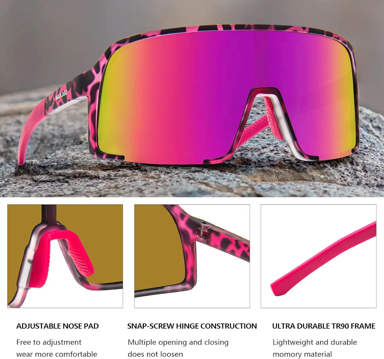 MAXJULI Polarized Sunglasses for Men Women, Windproof Outdoor Sports Cycling Running UV400 Protection Sun Glasses 8121