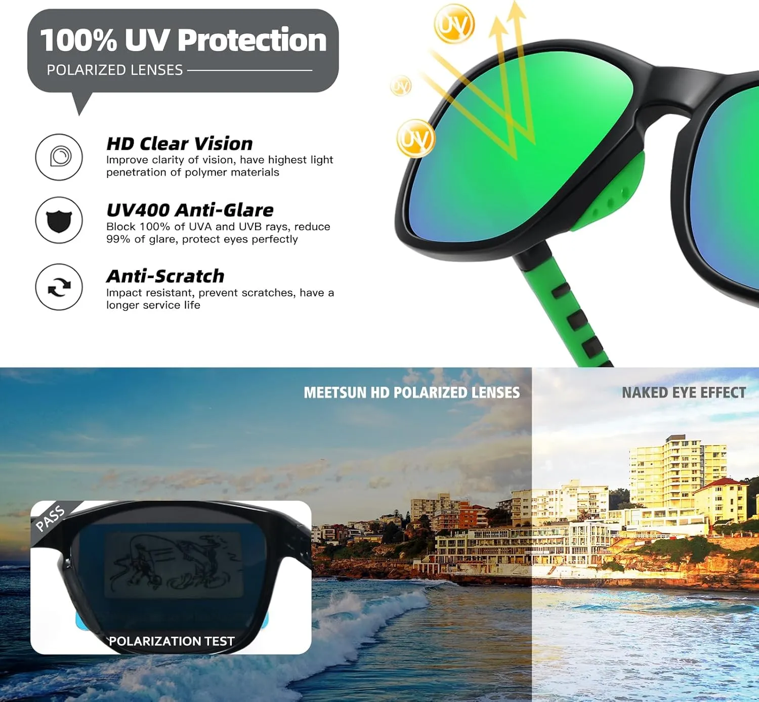 MEETSUN Polarized Sports Sunglasses for Women Men Driving Running Cycling Fishing Sun Glasses UV400 Protection