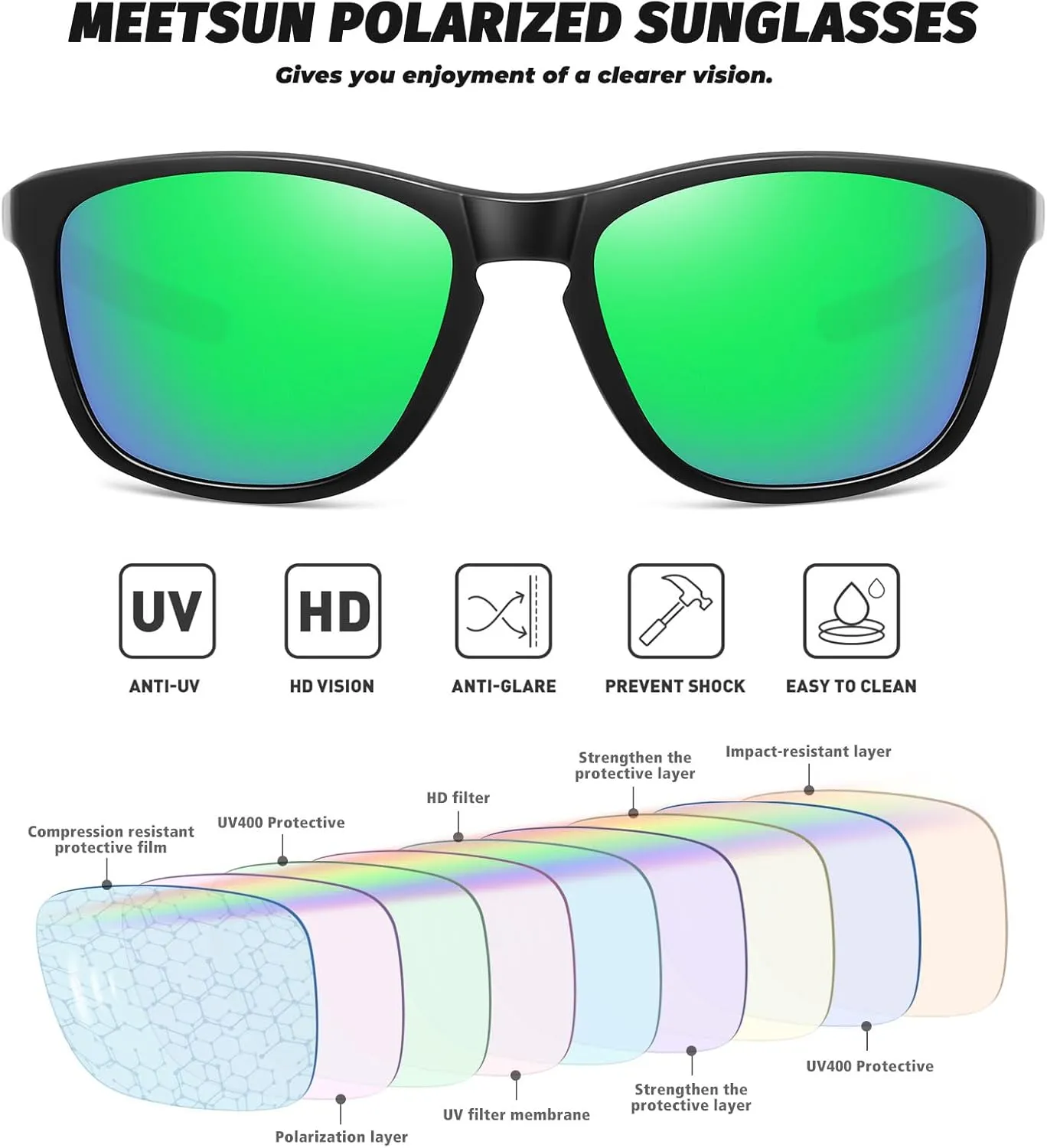 MEETSUN Polarized Sports Sunglasses for Women Men Driving Running Cycling Fishing Sun Glasses UV400 Protection