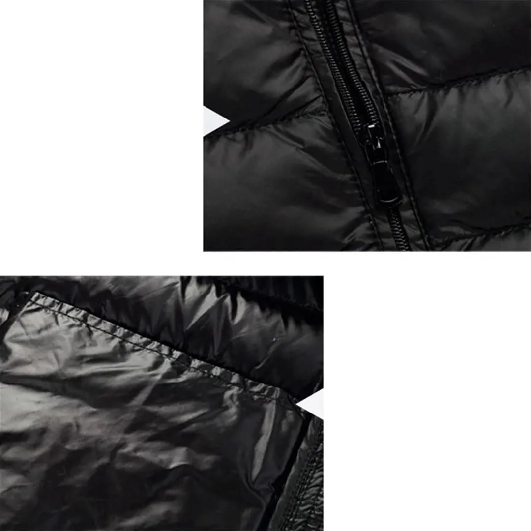 Men Down Jacket Casual Thin Stand Collar Solid Color Outwear Puffer Jacket Men