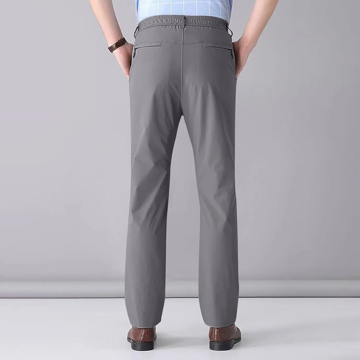 Men Formal Dress Pants Wrinkle Free Slim Fit Business Work Pant Summer Lightweight Casual Suit Trousers with Pockets