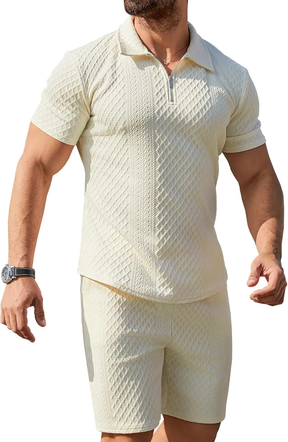Mens 2 Piece Short Set Summer Outfits Polo Shirt and Shorts Set Tracksuits Set Short Sleeve and Shorts Set for Men