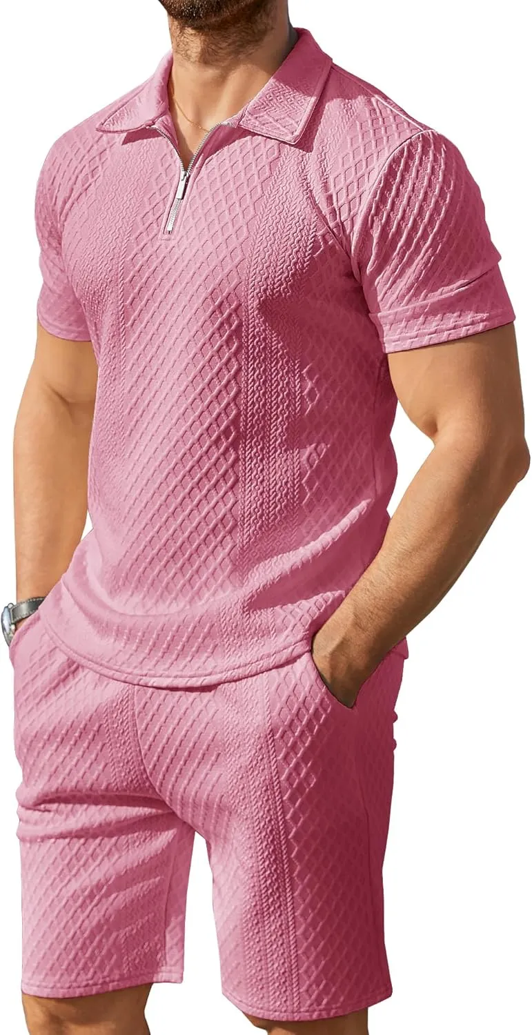 Mens 2 Piece Short Set Summer Outfits Polo Shirt and Shorts Set Tracksuits Set Short Sleeve and Shorts Set for Men