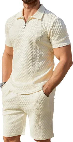 Mens 2 Piece Short Set Summer Outfits Polo Shirt and Shorts Set Tracksuits Set Short Sleeve and Shorts Set for Men
