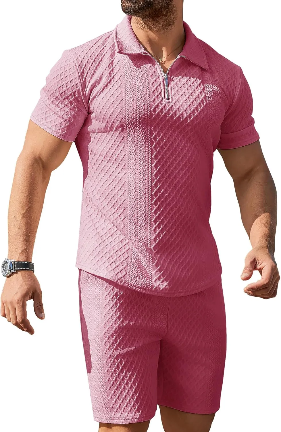 Mens 2 Piece Short Set Summer Outfits Polo Shirt and Shorts Set Tracksuits Set Short Sleeve and Shorts Set for Men