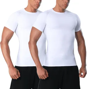 Mens Compression Shirt Short Sleeve - Moisture-Wicking Athletic Top for Gym Running Muscle Support Breathable