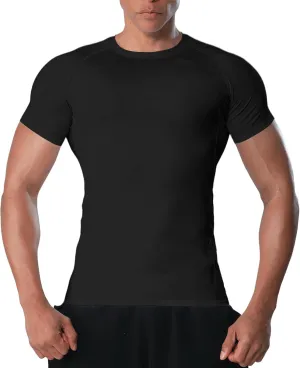 Mens Compression Shirt Short Sleeve - Moisture-Wicking Athletic Top for Gym Running Muscle Support Breathable