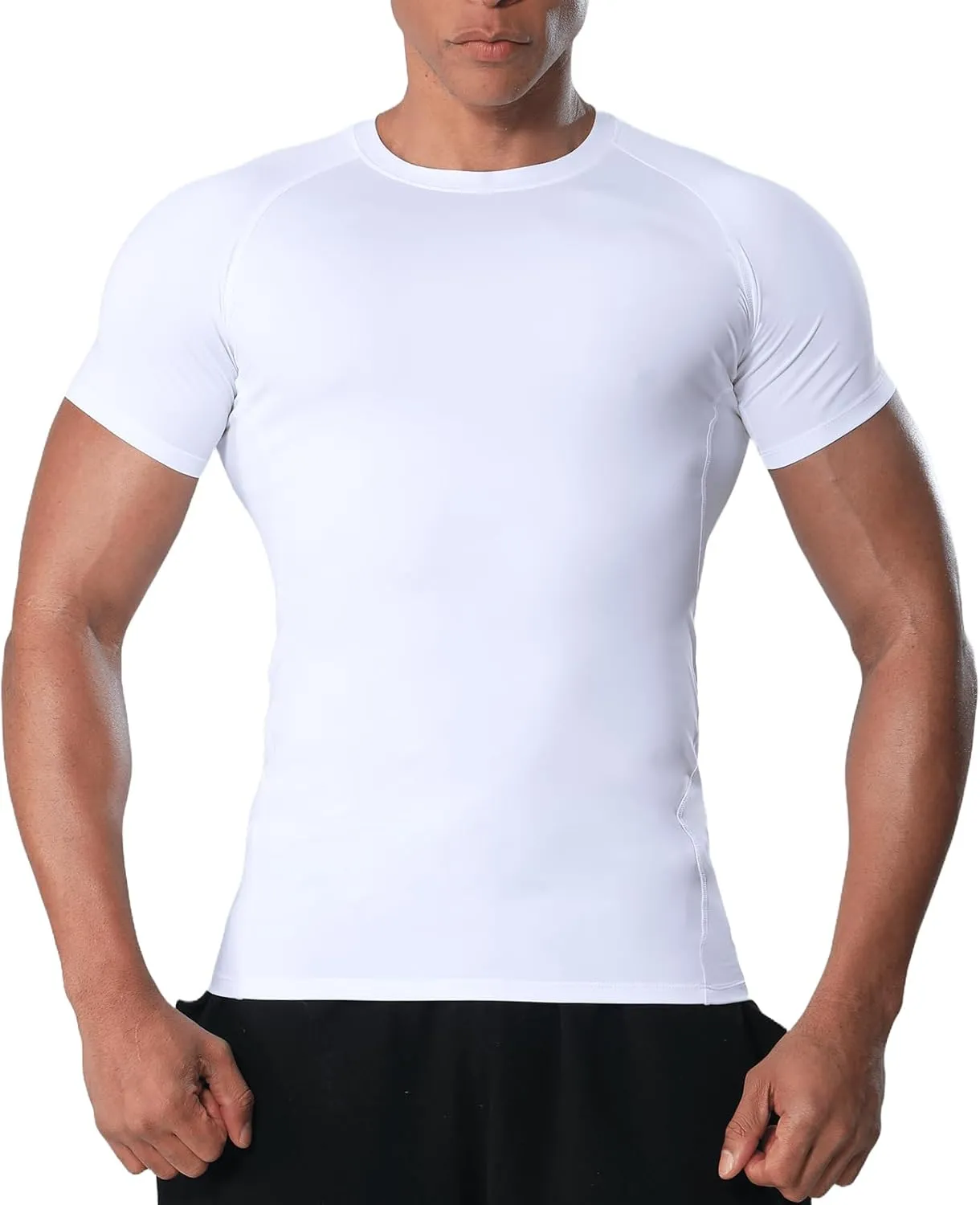 Mens Compression Shirt Short Sleeve - Moisture-Wicking Athletic Top for Gym Running Muscle Support Breathable
