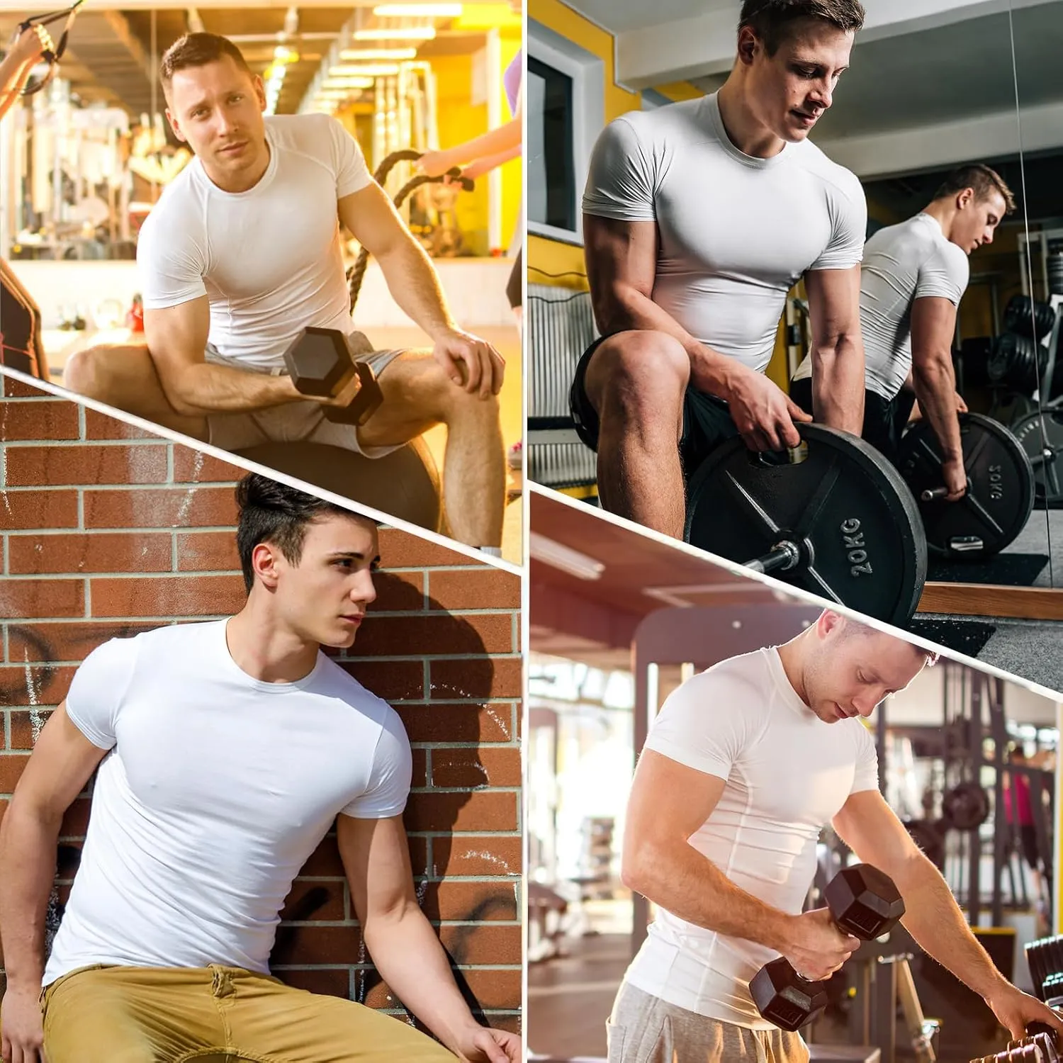 Mens Compression Shirt Short Sleeve - Moisture-Wicking Athletic Top for Gym Running Muscle Support Breathable