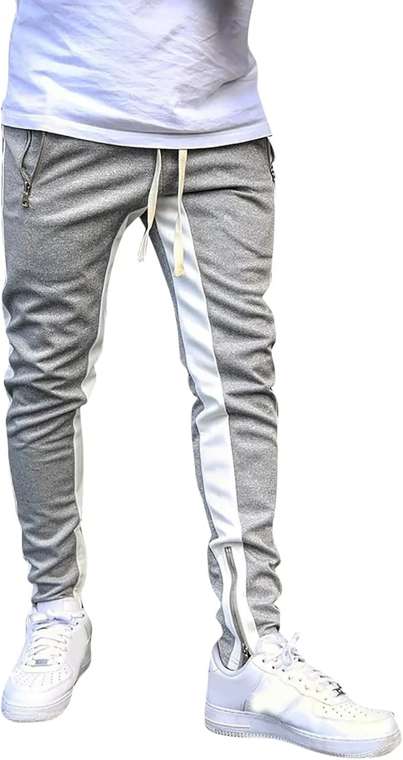 Mens Drawstring Athletic Cargo Joggers Pants Slim Fit Stretch with Pockets Casual Hiking Trousers Gym Sweatpants