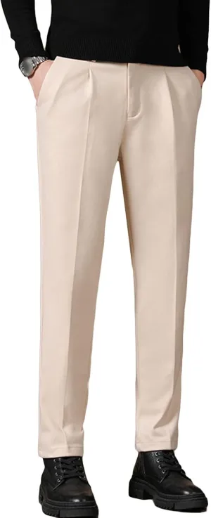 Men's Flex Flat Front Straight Fit Pant Skinny-Fit Wrinkle-Free Business Comfort Stretch Dress Chino Pant