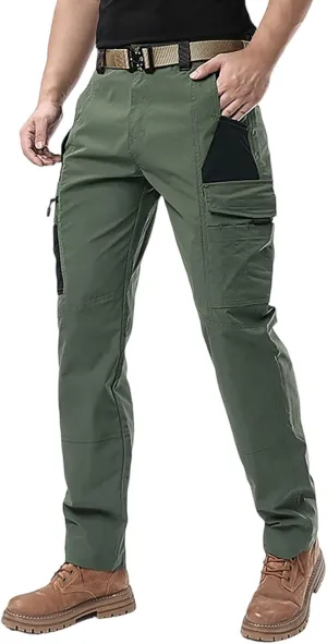Men's Tactical Pants Water Resistant Flex Ripstop Cargo Pants Lightweight Hiking Sweatpants with Pockets Fishing