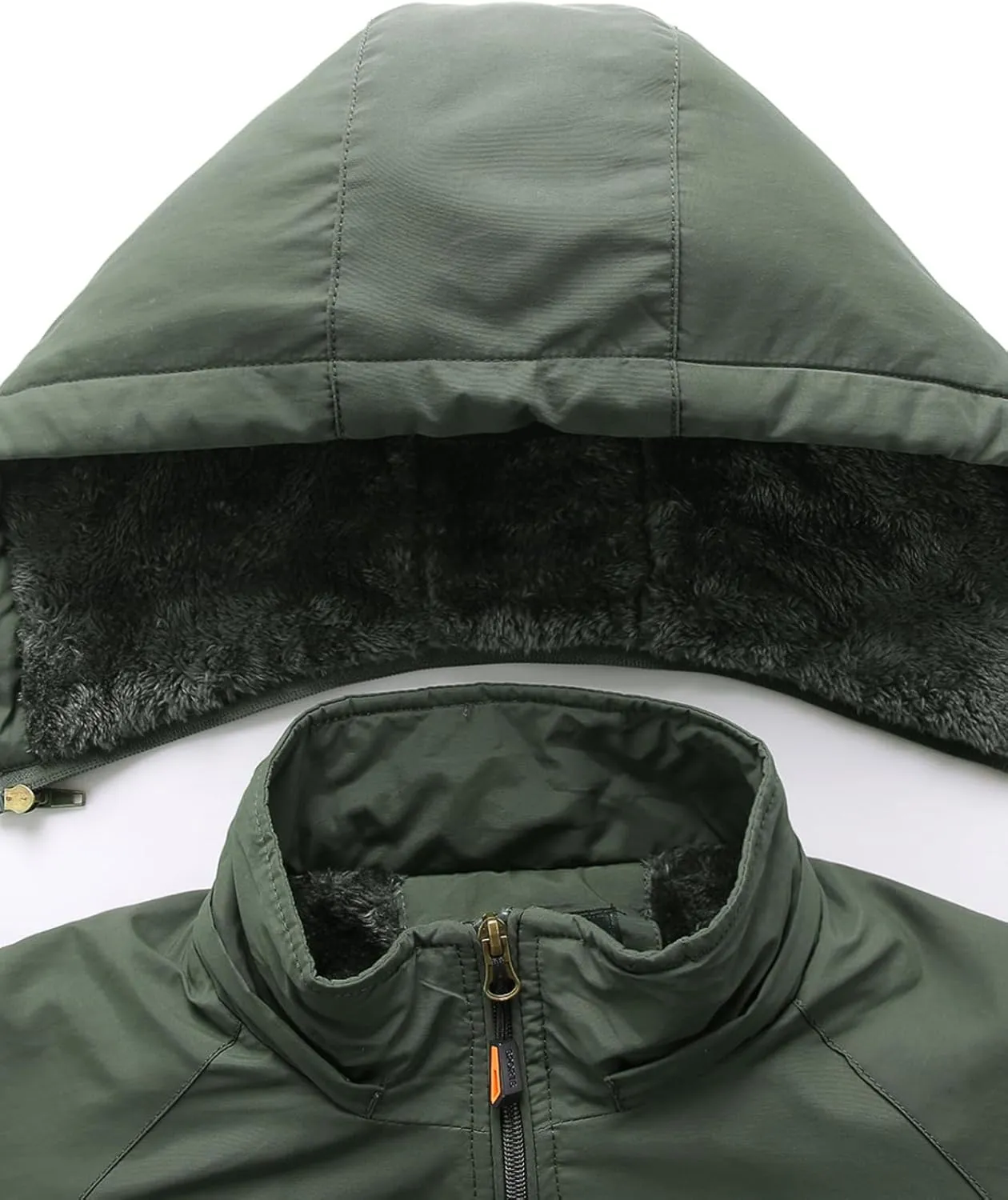 Men's Winter Waterproof Hooded Jacket, Warm Fleece-Lined Windbreaker, Insulated Outdoor Coat