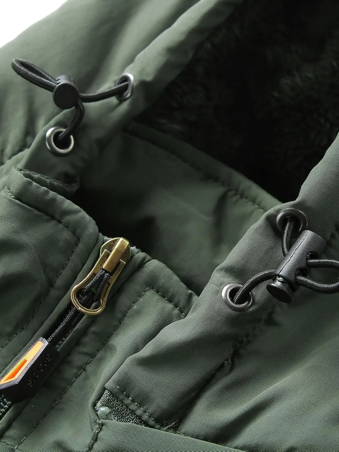 Men's Winter Waterproof Hooded Jacket, Warm Fleece-Lined Windbreaker, Insulated Outdoor Coat
