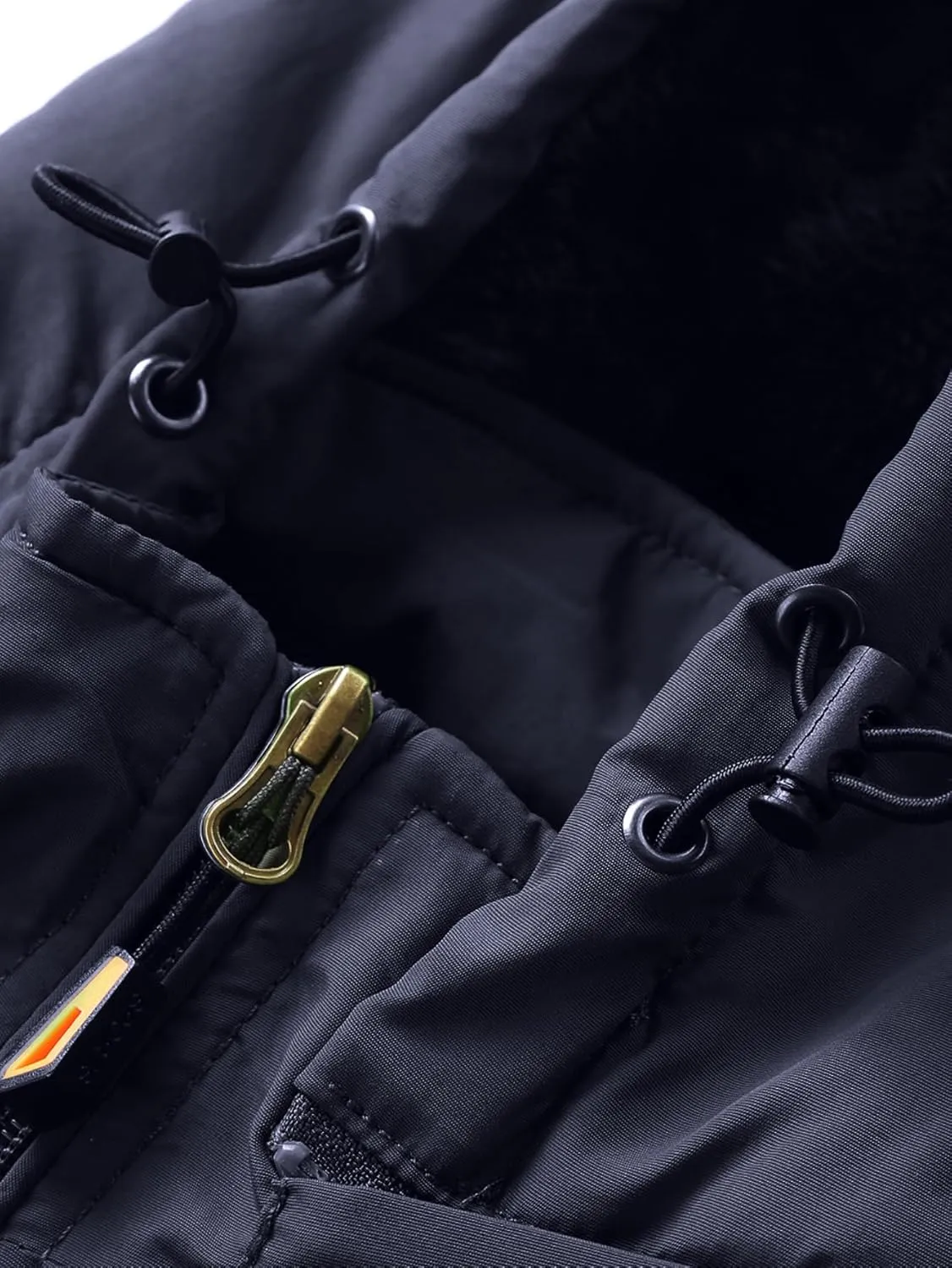 Men's Winter Waterproof Hooded Jacket, Warm Fleece-Lined Windbreaker, Insulated Outdoor Coat