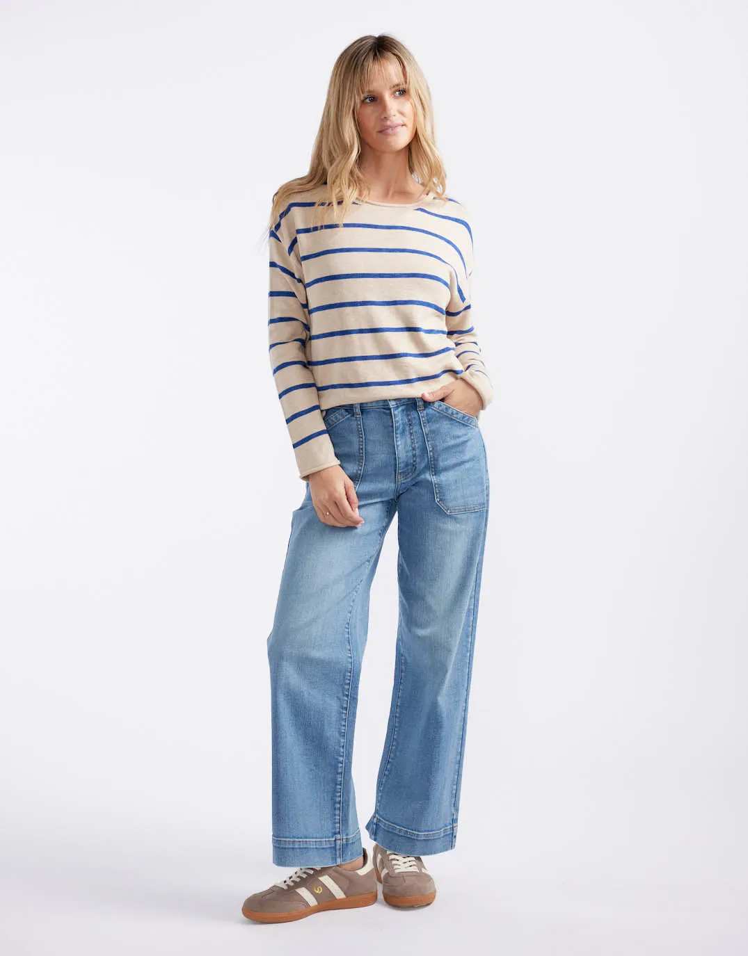 Minnie Knit Top  - Blonde/Regatta Blue