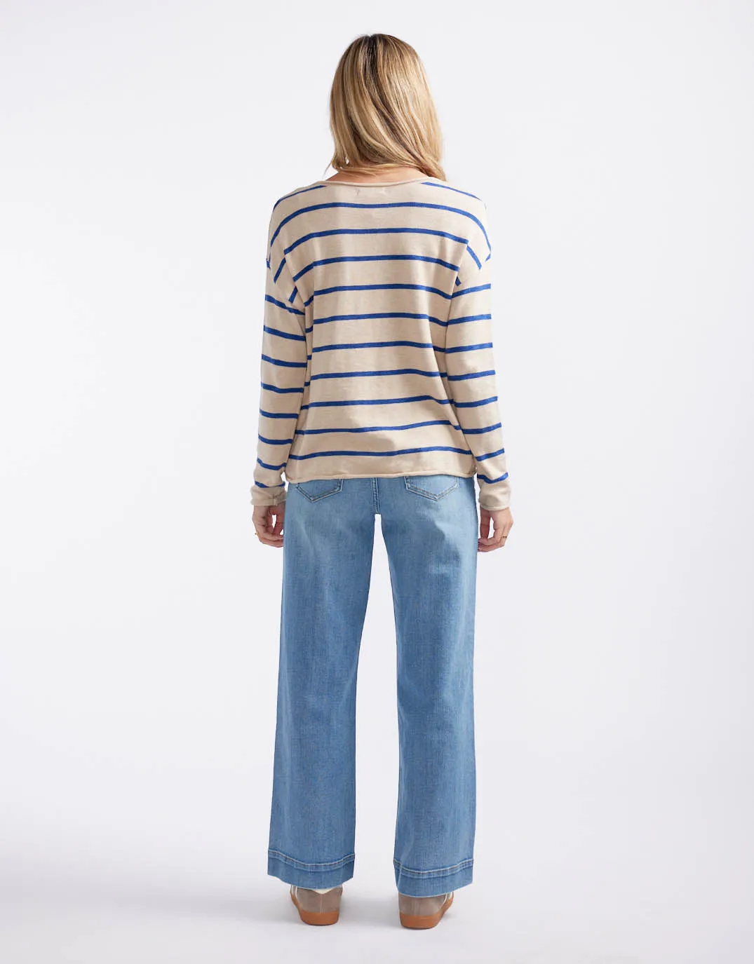 Minnie Knit Top  - Blonde/Regatta Blue