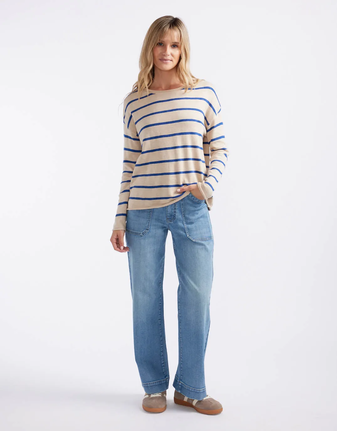 Minnie Knit Top  - Blonde/Regatta Blue
