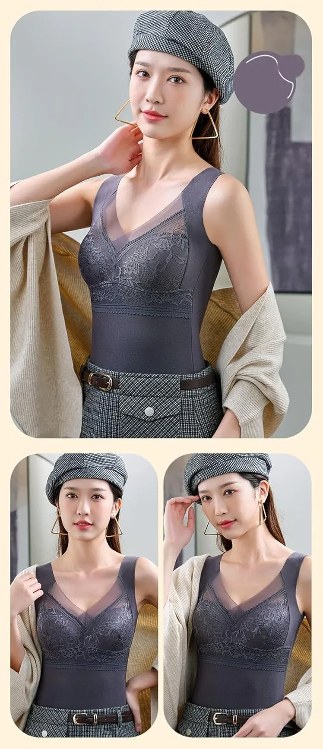 New 2-in-1 Built-in Bra Thermal Underwear, High Stretch Thermal, Built in Bra Tank Tops for Women