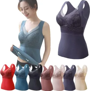 New 2-in-1 Built-in Bra Thermal Underwear, High Stretch Thermal, Built in Bra Tank Tops for Women