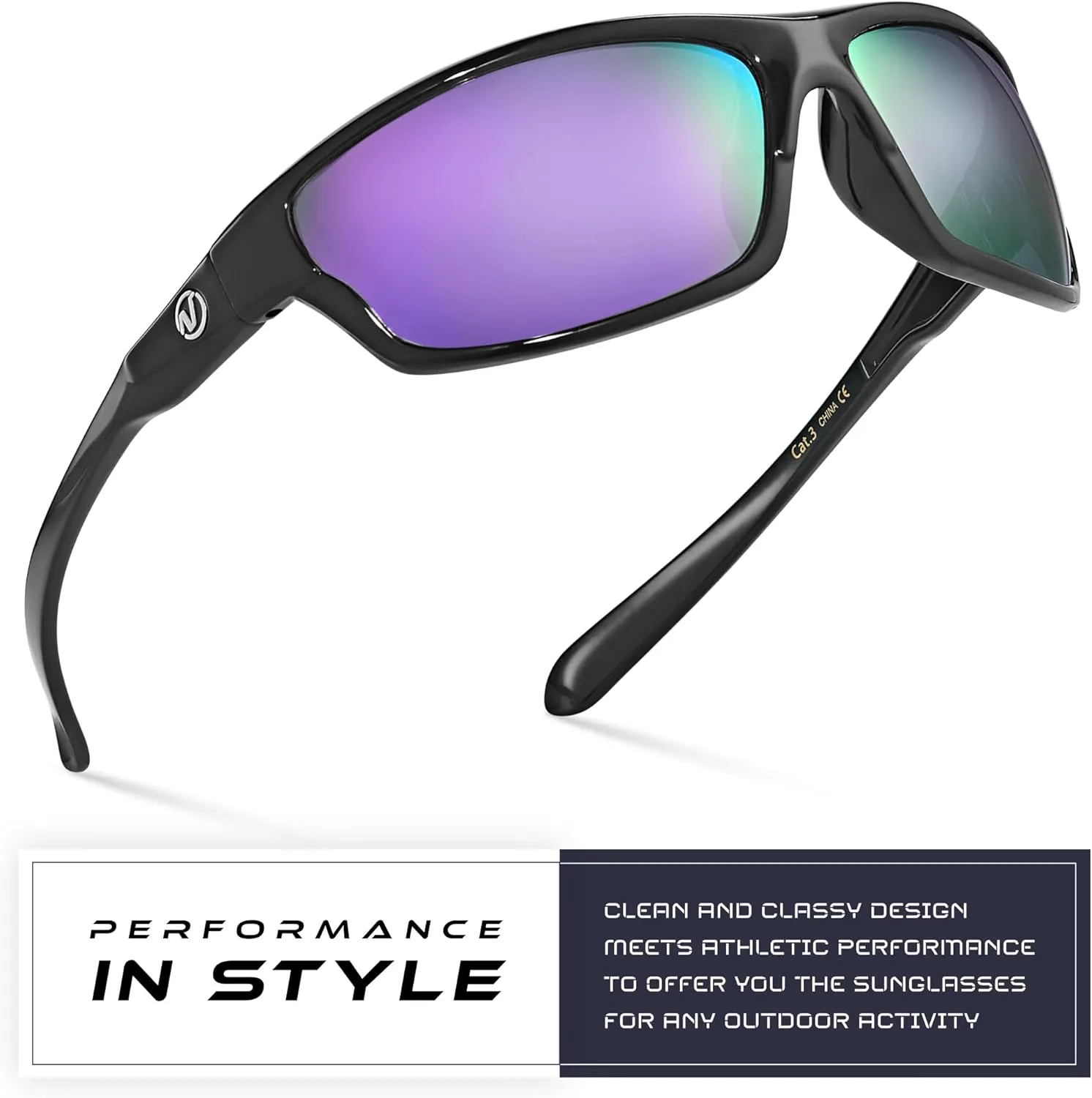 Nitrogen Polarized Wrap Around Sport Sunglasses for Men Women UV400 Protection Sun Glasses