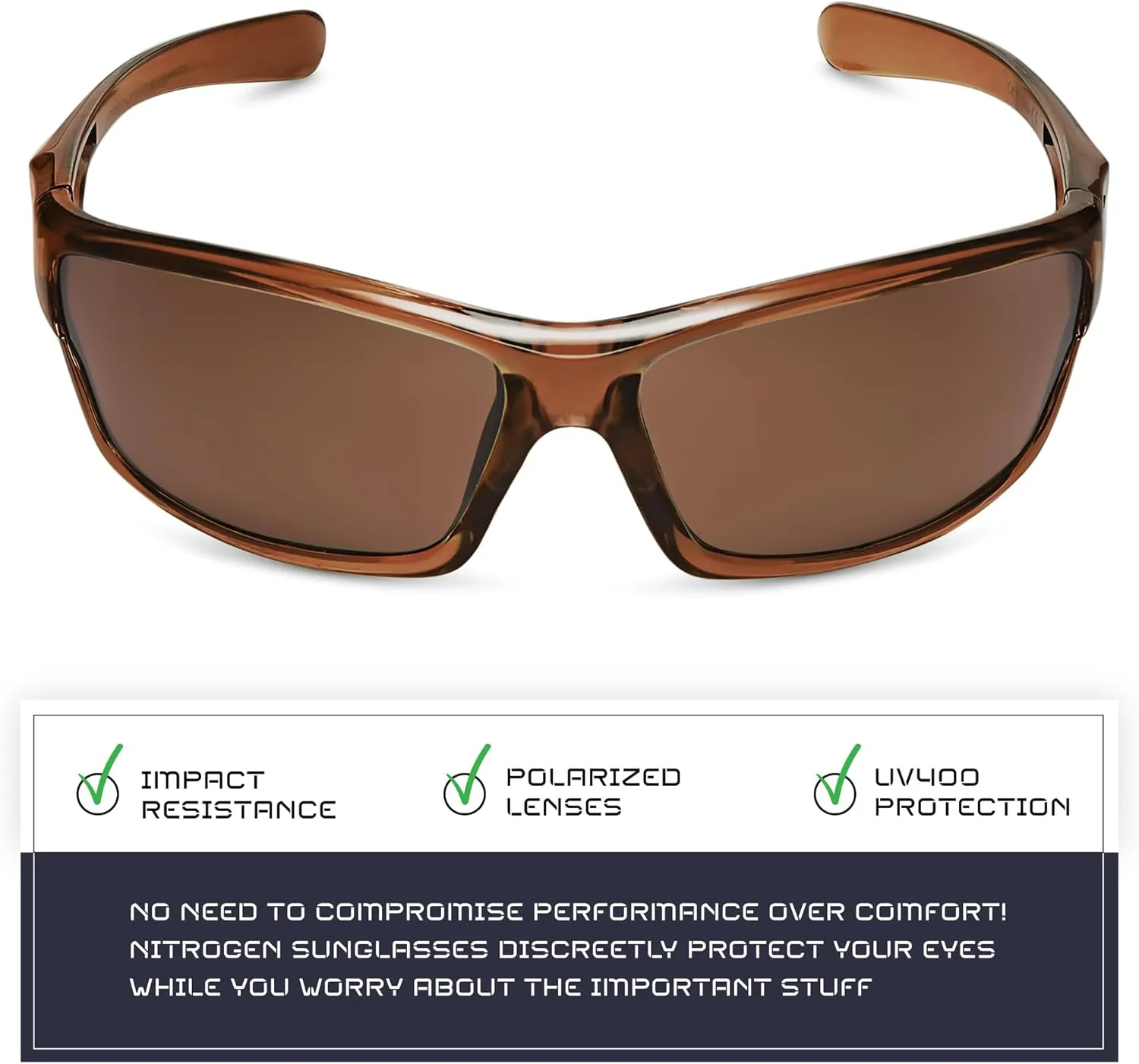 Nitrogen Polarized Wrap Around Sport Sunglasses for Men Women UV400 Protection Sun Glasses