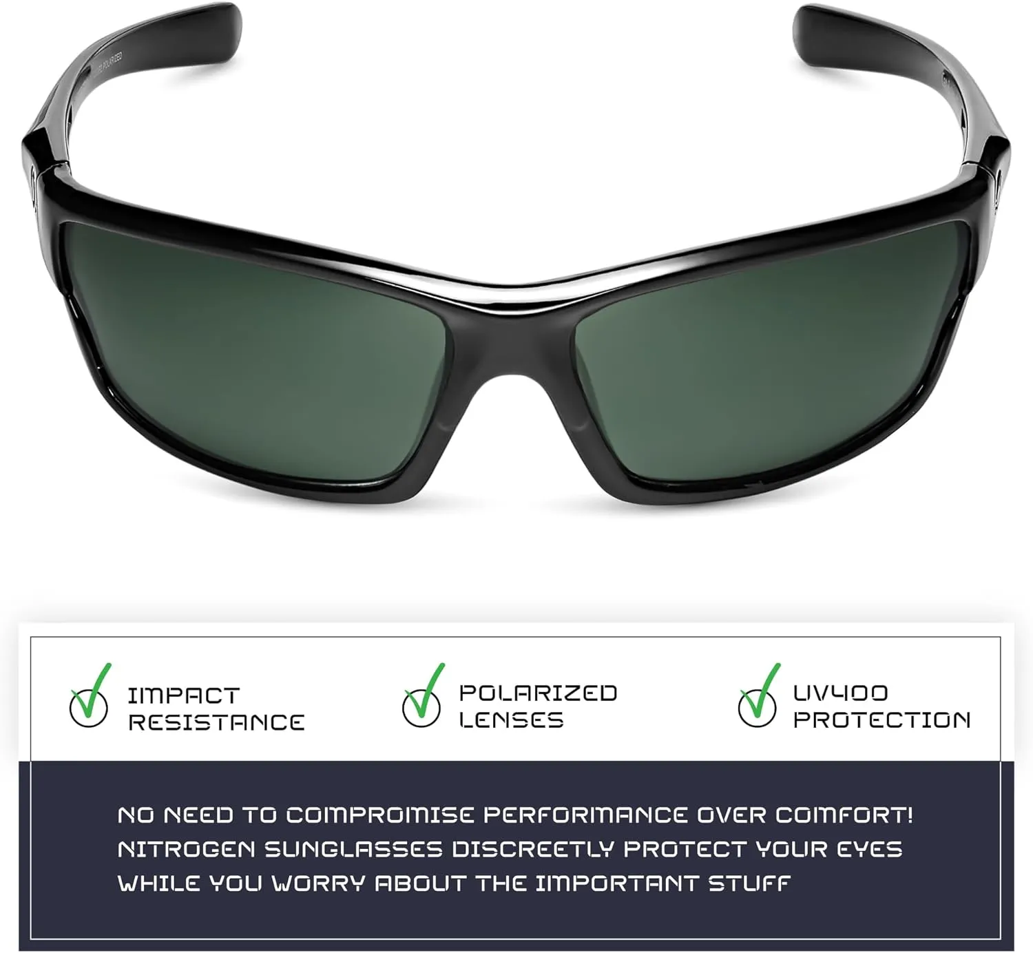 Nitrogen Polarized Wrap Around Sport Sunglasses for Men Women UV400 Protection Sun Glasses