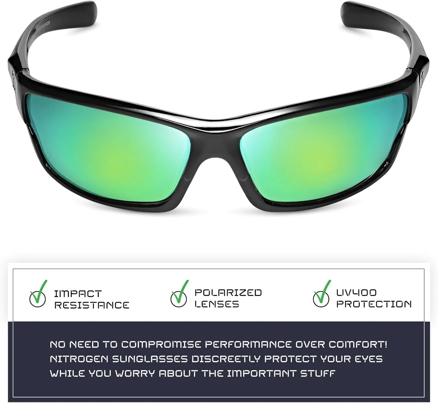 Nitrogen Polarized Wrap Around Sport Sunglasses for Men Women UV400 Protection Sun Glasses