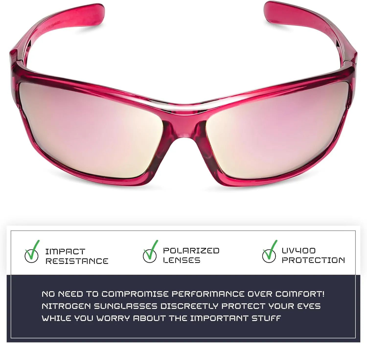 Nitrogen Polarized Wrap Around Sport Sunglasses for Men Women UV400 Protection Sun Glasses