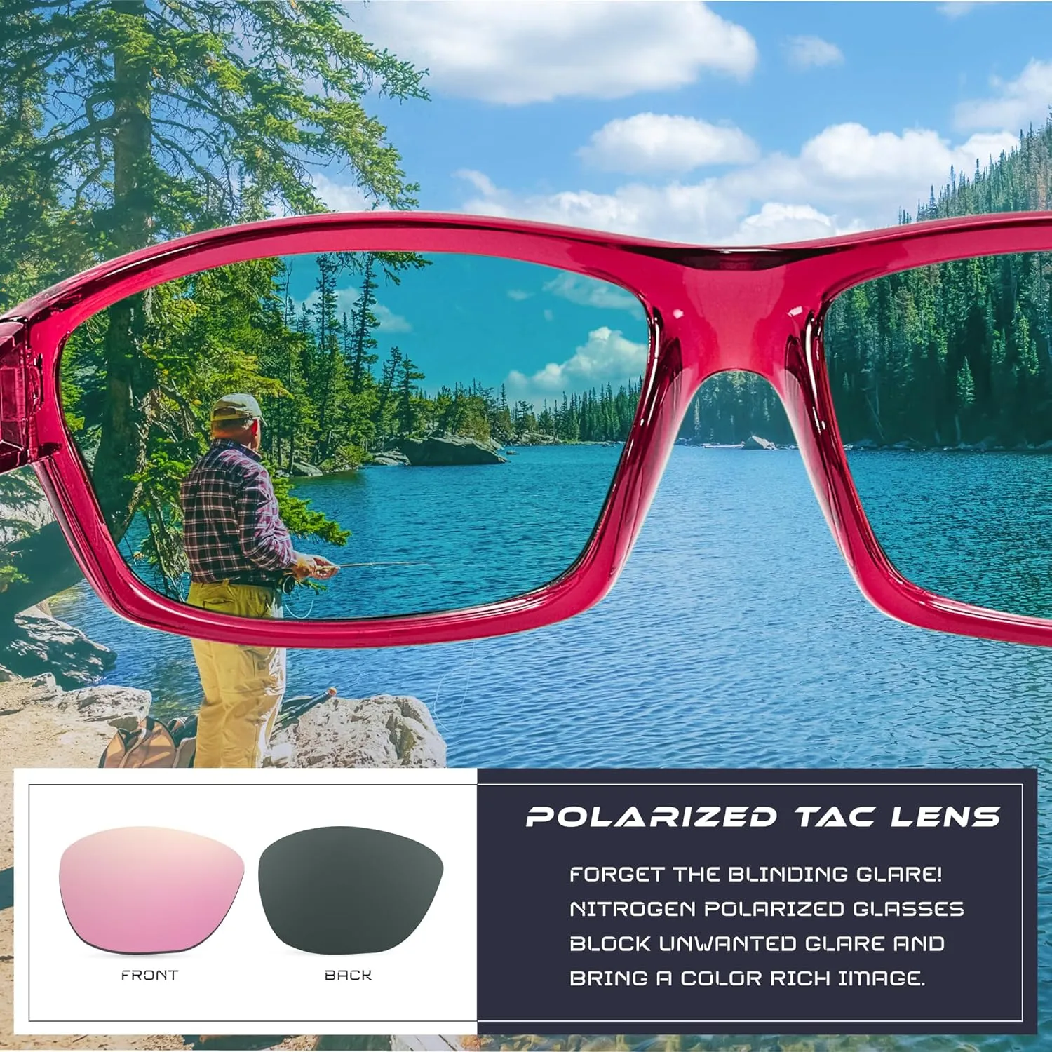 Nitrogen Polarized Wrap Around Sport Sunglasses for Men Women UV400 Protection Sun Glasses