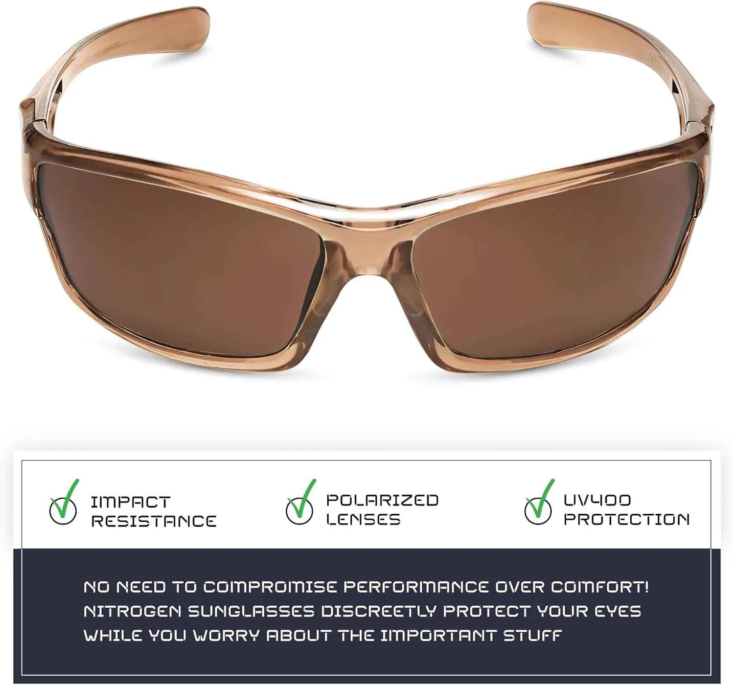 Nitrogen Polarized Wrap Around Sport Sunglasses for Men Women UV400 Protection Sun Glasses