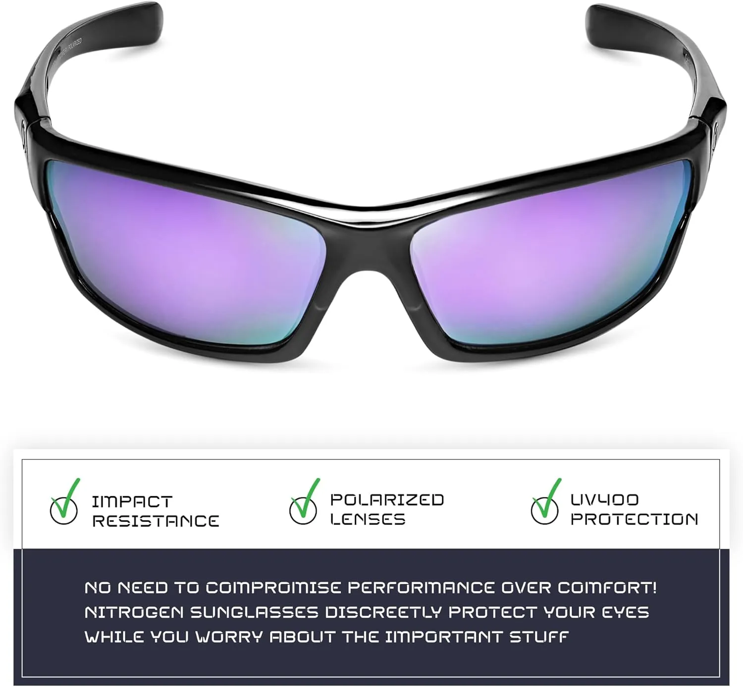 Nitrogen Polarized Wrap Around Sport Sunglasses for Men Women UV400 Protection Sun Glasses