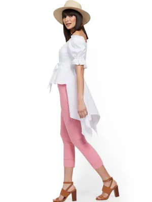 Off-The-Shoulder Hi-Lo Poplin Shirt